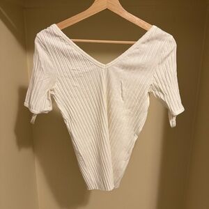 Helmut Lang White Ribbed T-shirt